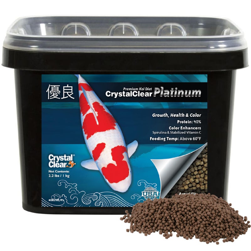 Crystal Clear CrystalClear Platinum Fish Food, Premium Floating Pellets for Koi & Goldfish â€“ Boost Growth, Color, and Wellness in Backyard Ponds & Water Gardens, 3mm Pellets, 4.4 Pounds - Image 1